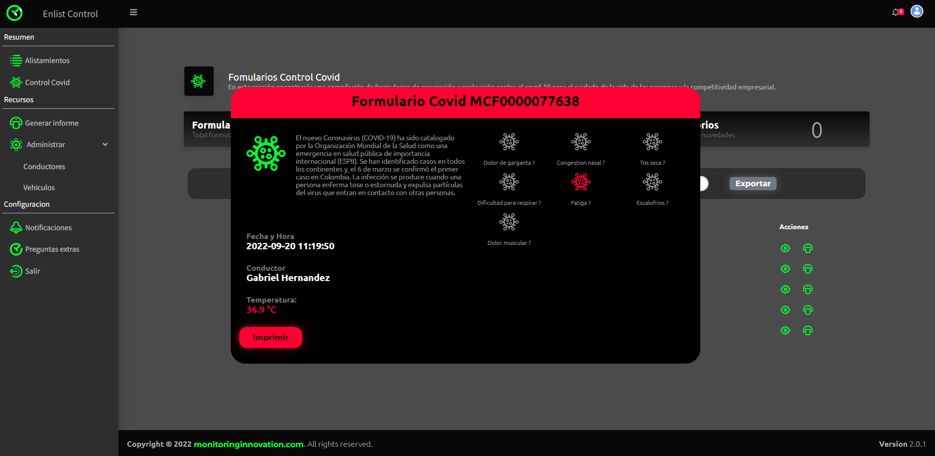 Dashboard Enlist Web